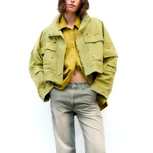 NEW Zara cropped oversize army jacket with cargo pockets